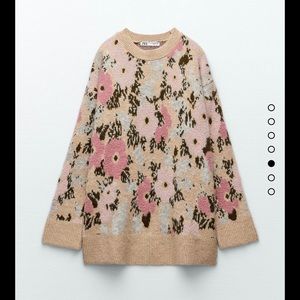 Oversized Floral Jacquard Knit Sweater